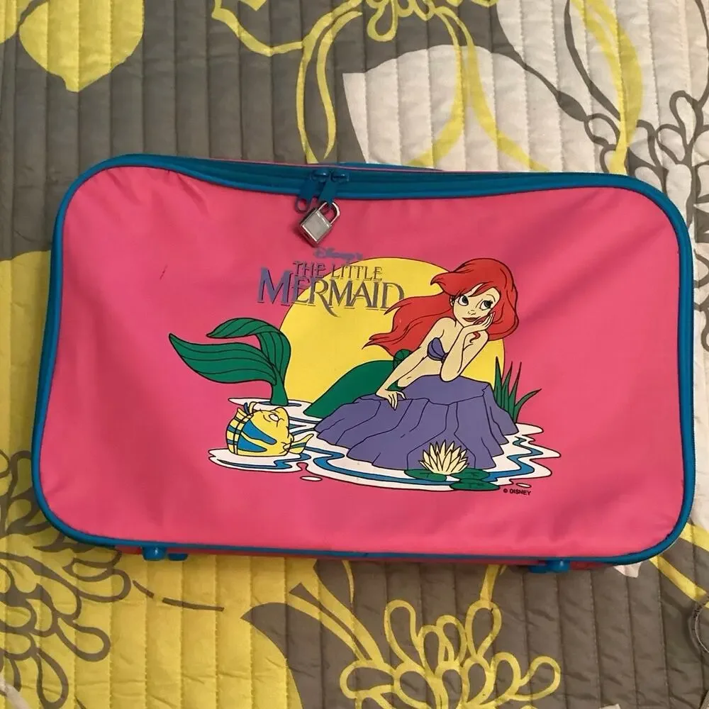Vintage 1990s Disney's The Little Mermaid kids' soft-sided suitcase luggage bag